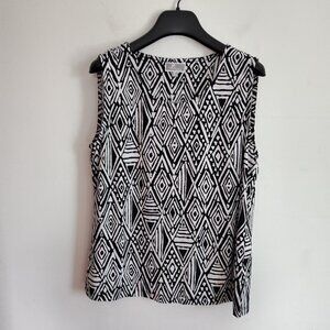 Ladies Petite SZ PL JM Collection Black/White Sleeveless Blouse